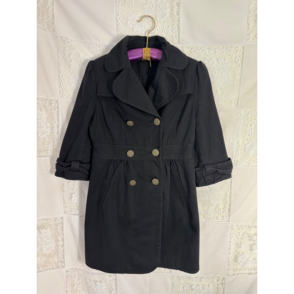 Y2K Marc Jacobs Black Double Breasted 3/4 Sleeve Empire Waist Coat Size S-M